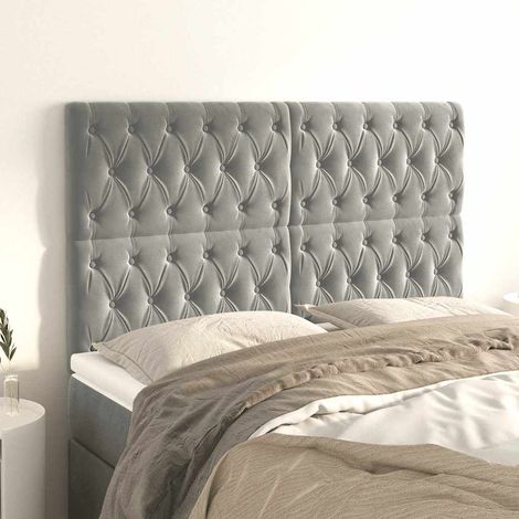 vidaXL Cabecero gris claro 144x7x118/128 cm terciopelo (1/5)