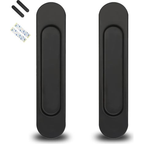 Poignée De Porte Coulissante 2pcs 14,8 CM, Poignée Poignee De Baie Vitree Coulissante Auto-Adhésive, Interieur Extérieure Noire, Convient Pour Armoires, Fenêtres,Portes Coulissantes (1/5)