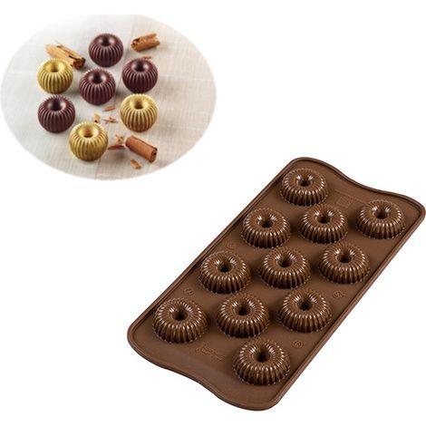 Moule à chocolat - Crown - Silicone alimentaire - 11 cavités - Effet 3D - Marron (1/5)