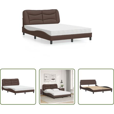 Matelas en mousse - Lit avec matelas Hvar marron 120x200 cm similicuir (1/5)