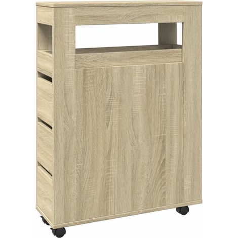 Maison Exclusive - Mobile da Bagno Stretto con Ruote Rovere Sonoma in Truciolato