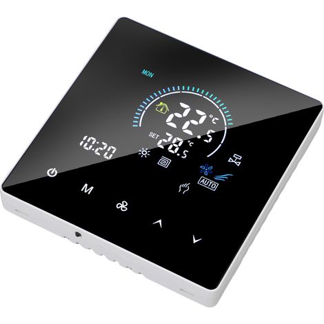 Thermostat programmable pour climatisation centrale, IP20, écran couleur, réglable 5 à 60℃, pour bureaux, centres commerciaux et hôtels (1/5)