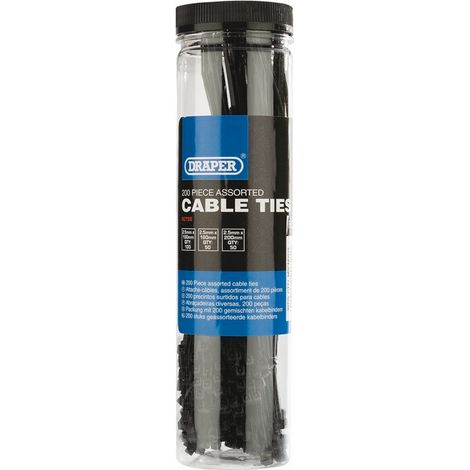Assorted Nylon Cable Tie Pack (200 Piece) (1/2)