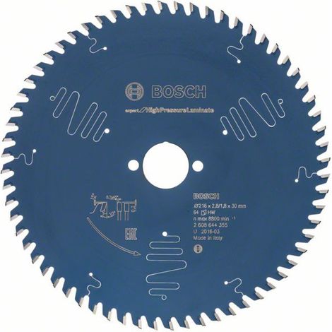 Bosch Accessories Expert for High-Pressure Laminate 2608644355 Kreissägeblatt 216 x 30 x 1.8 mm Zähn (1/2)