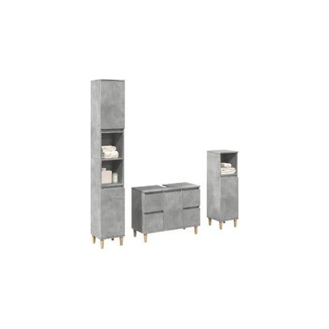 Ensemble de meubles de salle de bain 3 pcs gris béton (1/5)