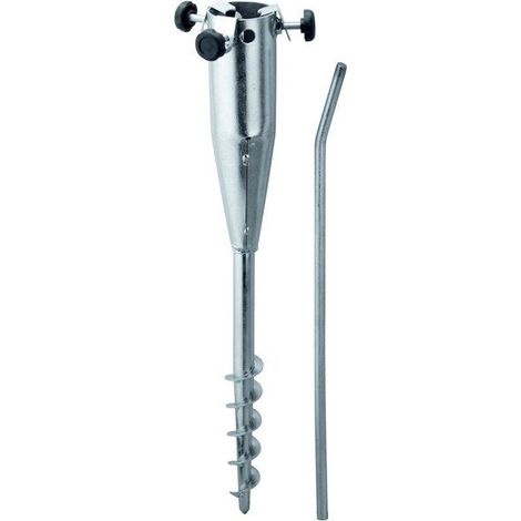 Schneider Electric – Pied de parasol à planter en acier argent – Forme tubulaire – Dimensions 19x4.5cm – Résistant aux intempéries
