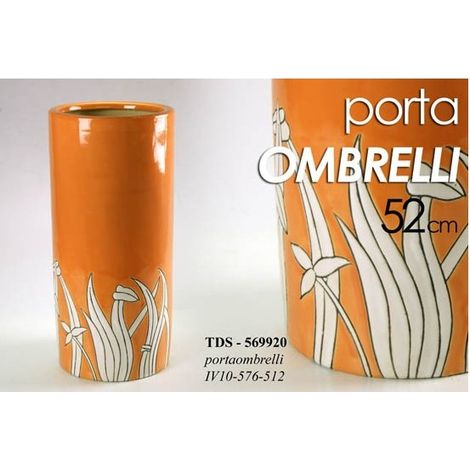 Porte-parapluie en céramique orange peu encombrant cm 52 h