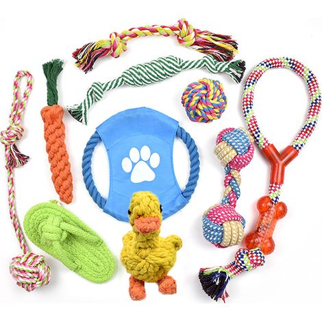 Set mit 10 Hundespielzeugen, robustes Kauspielzeug aus Seil, ideal gegen Einsamkeit bei kleinen Hunden