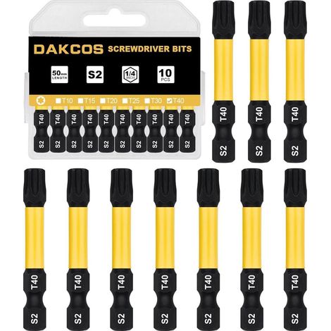 Bit Torx T40 S2 Sechskantschaft 50 mm 10 Stück T40-Bit Box (1/4)