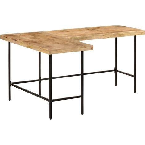 Bureau Table de travail Table d'écriture 165x110x77 cm bois massif de manguier et fer (1/5)