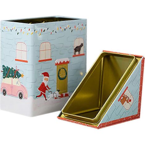 Boîte de rangement pour bonbons compatible avec les boîtes de rangement pour biscuits de Noël, boîte en fer-blanc (1/5)