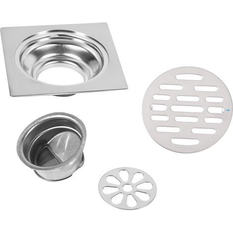 Grille de Siphon de Sol Carré, Siphon Anti Odeur Salle de Bain Au Sol, Drain de Sol de Douche Anti Odeur avec Couvercle Amovible, Couvercle de Siphon de Sol en Acier Inoxydable(Modèle 2) (1/5)
