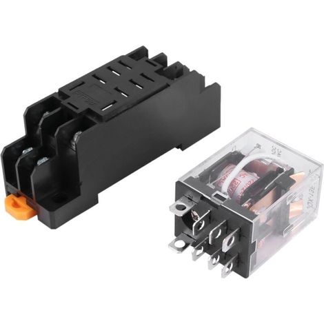 Relais De Puissance 220V AC DPDT 8 Broches Avec Support Bobine HH62P-L JQX-13F (1/4)