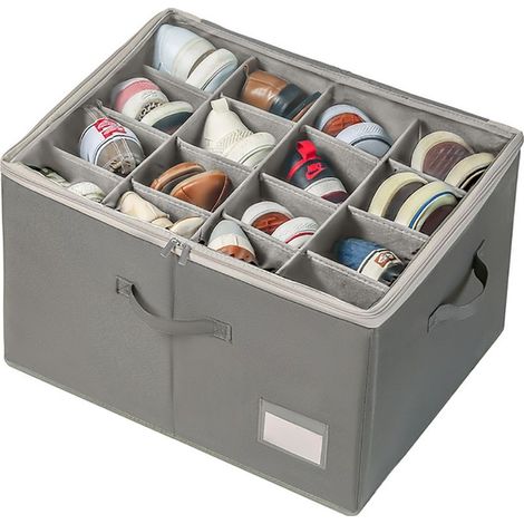 Organizer of shoes for cabinet Capacity 16 pair Boxes transparent foldable with handles renforcees Storage optimized (1/5)