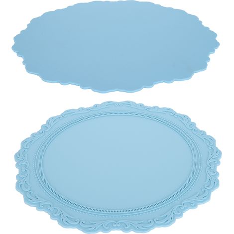 Set de table rond en silicone style nordique, isolant et épais, bleu clair