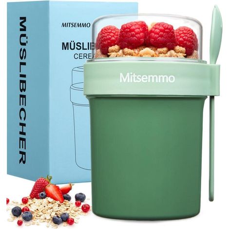 Müslibecher to Go Joghurtbecher Kinder Löffel Müsli Cup Becher Cornflakes (1/5)