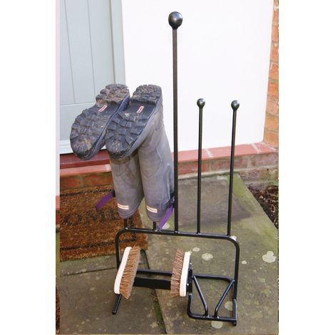 2 Pair Boot Centre - Steel Wellie Stand - Steel - L22.9 x W43.2 x H88.9 cm - Black
