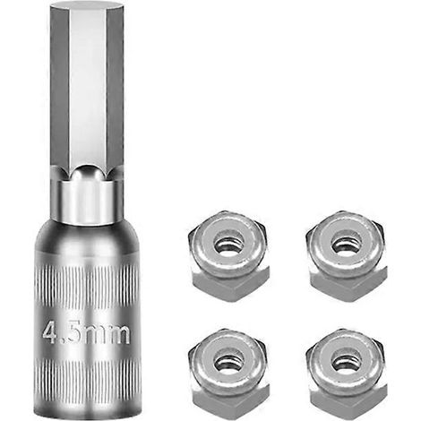 Écrous de moyeu de roue 4 pièces avec outils pour AXIAL 1/30 SCX30 Argent( ) (1/2)