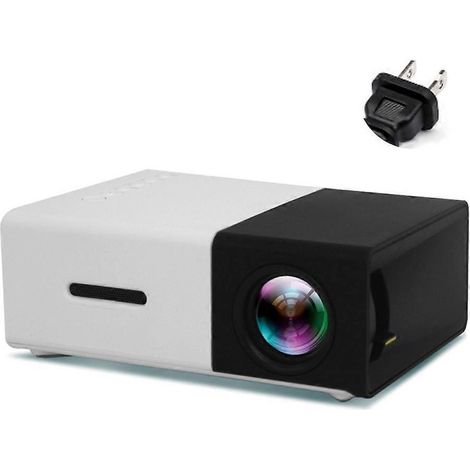 800 Lumen, 80-Zoll-Leinwand, tragbarer Mini-Filmprojektor (1080p), US-Stecker, Schwarzweiß