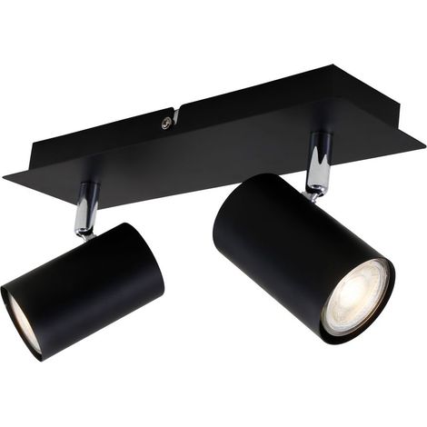Deckenlampe schwenkbar, GU10 Fassung, max. 40 Watt, Deckenstrahler 2-flammig, Wohnzimmerlampe, Schlafzimmerlampe, Küchenlampe, 29x8x12,3 cm, Schwarz