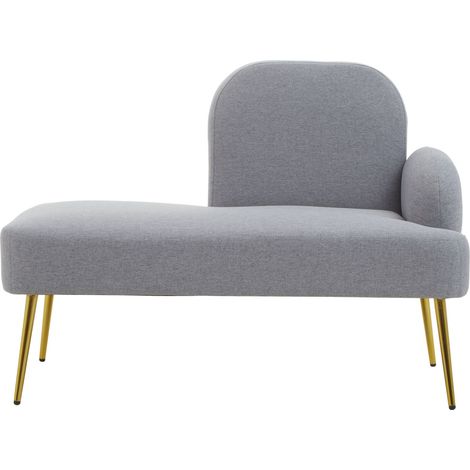 Interiors by Premier Grey Left Arm Chaise Lounge, Modern Luxury Grey and Gold Chaise Lounge, Contemporary Chaise Lounge Sofa (1/5)