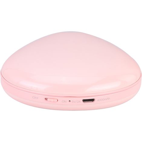 Chauffe-mains portable multifonctionnel 3 en 1, batterie externe, miroir cosmétique avec port USB (rose)