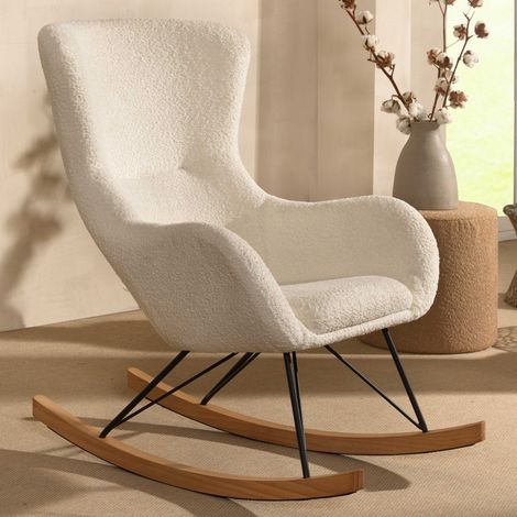 Rocky rocking chair - 96x75x101 cm - Bouclé/blanc
