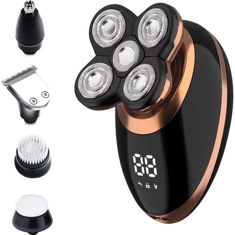Rasoir électrique pour homme rechargeable — Modèle nouveau intelligent à affichage numérique — Rasoir 5 lames pour tête et visage