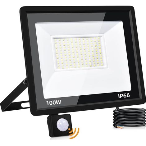 100W Projecteur LED Exterieur Detecteur de Mouvement,10000LM Spot LED Extérieur Detecteur de Mouvement,6500K Blanc froid Eclairage Exterieur,IP66 Etanche Lampe Exterieur pour Jardin Terrasse Garage (1/5)