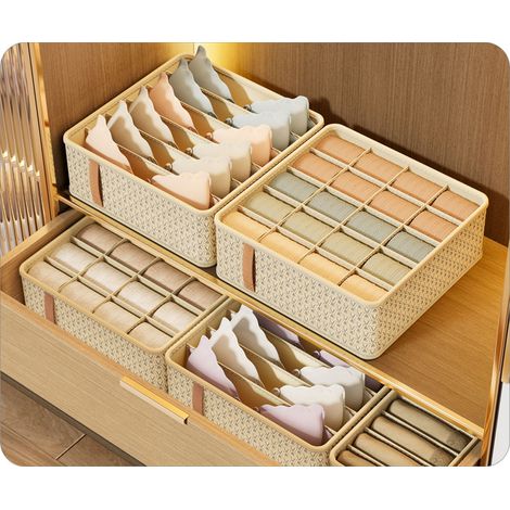 Boîte de rangement pour sous-vêtements et chaussettes, style tiroir, multifonctionnelle, pour la maison, les dortoirs étudiants et les armoires, avec compartiments, petit modèle à 7 compartiments. (1/5)