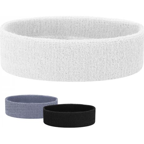 Bandeau de sport anti-transpiration pour cheveux, running, tennis, fitness, padle, absorbant - 85 % coton - Blanc - Vivezen (1/4)