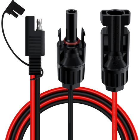 Câble Panneau Solaire SAE 12AWG Adaptateur SAE vers MC-4 Connecteur Étanche IP67 avec Inverseur de Polarité pour Panneau Photovoltaïque Batterie Auxiliaire Camping Car Van Bateau (1 m) (1/5)