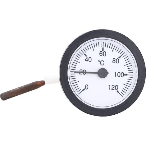 Termómetro de esfera de 0-120 °C, termómetro para líquidos, rango de medición, sensor de cobre, escala de temperatura de 52 mm para temperatura de agua, jarabe, ollas y sartenes de sauna. (1/5)