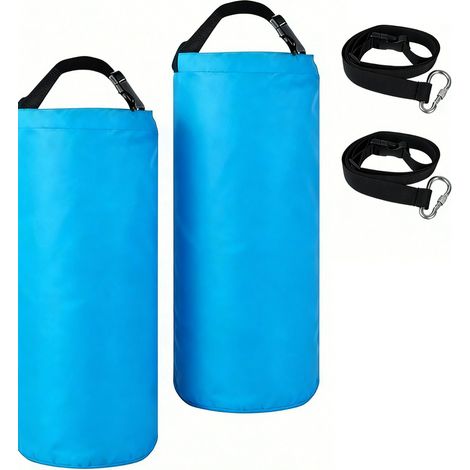 Juego de 2 bolsas de lastre, 50 x 17,8 x 17,8 cm, para sombrillas, tiendas de campaña y camas elásticas. Impermeables, de poliéster, color azul. (1/4)
