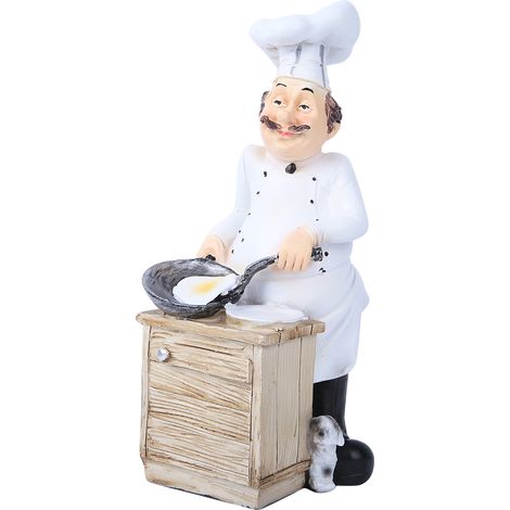 Décoration en résine représentant un chef cuisinier, réaliste et aux lignes épurées, idéale pour un restaurant ou un café (7124V-01). (1/5)