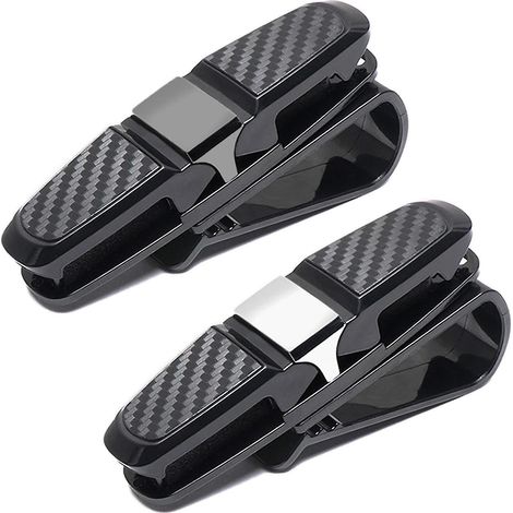 Lot de 2 supports à lunettes de voiture avec double pince, porte-cartes et porte-tickets rotatif à 180° (1/5)