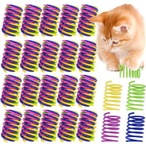 Jouet pour Chat - Multicolore - Tube à Ressort Interactif - Flexible - Amusant - Lot de 100 (1/4)