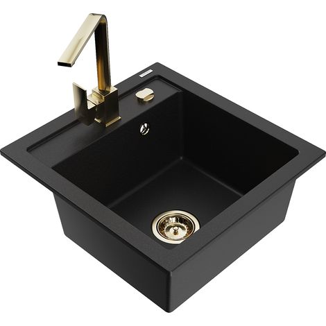 Mexen Vito 1-Becken-Granit-Spüle mit Mischbatterie Rita, Schwarz - 6503-77-670300-50 (1/5)