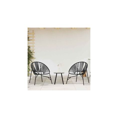 Lot de 3 Chaise de jardin noir résine tressée (1/5)
