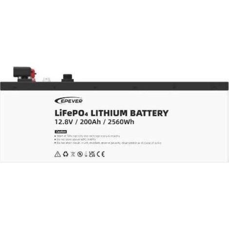 Batería Epever LiFePO4 de 12,8 V y 200 Ah con certificación IP65.