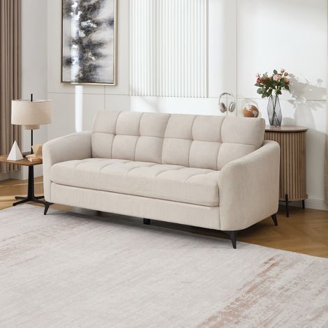 Solna 3 Seater Scandi Style Fabric Living Room Sofa (Beige) (1/5)