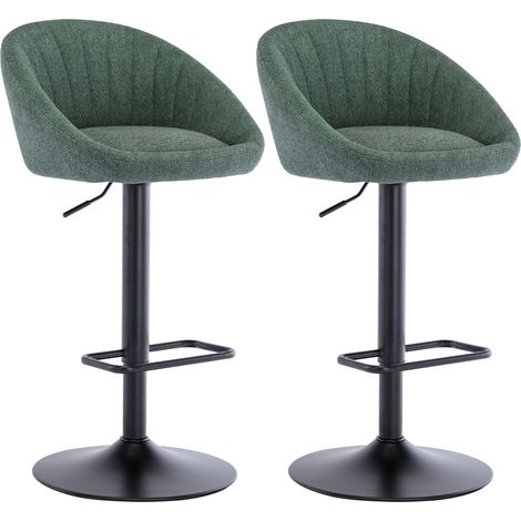 WAHSON Sgabelli bar, Set di 2 Sgabelli da Bar in Tessuto Sgabelli Alti Girevole Cucina Sedie da Bar Regolabile,Verde
