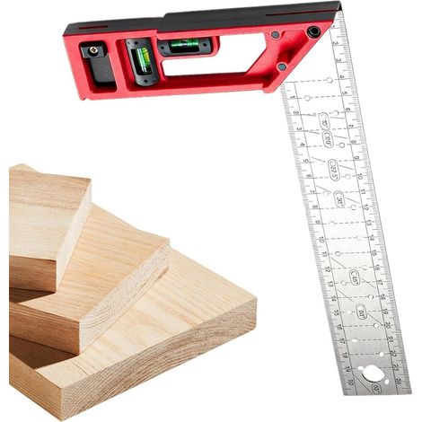 Équerre de charpentier en métal Règle à angle droit multifonction Équerre à 90 degrés pour menuisier pour armoires, placards, penderies, chaises, tables, projets de construction et (1/5)