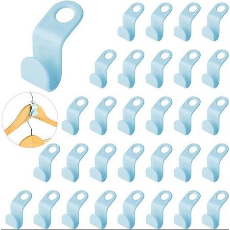 20 Crochets Connexion Cintres Bleus Gain Place, Magique Placard Garde-Robe Organisation (1/5)