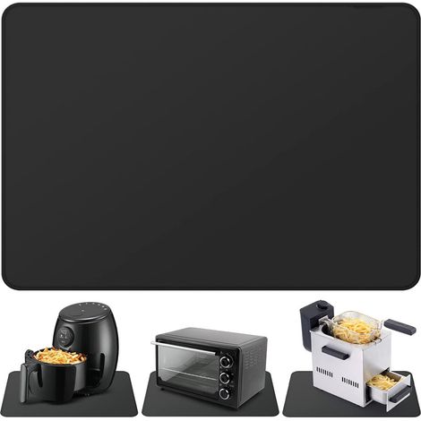 Tappetino in silicone ignifugo per friggitrice ad aria, resistente al calore, per piani cucina, antiscivolo e impermeabile (40 x 60 cm, nero)