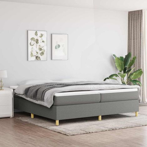 Estructura de cama con somier tela gris oscuro 200x200 cm (1/5)