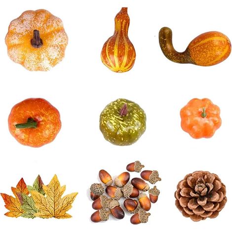 Ensemble Citrouille Et Courge Artificielle - Décoration Automne Thanksgiving - Mousse Et Tissu - Pour Maison Et Fête - Lot De 4 Pièces (1/5)