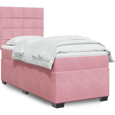 Boxspringbett mit Matratze Rosa 90x190 cm Samt