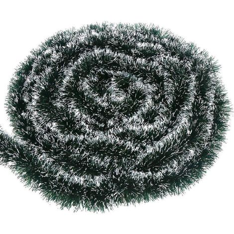Künstliche Weihnachtsgirlande mit Schnee 10m dunkelgrün für Kaminsims, Treppe, Deko