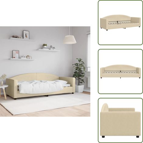 Tagesbett Creme 80x200 cm Stoff - Sofa - Schlafsofa - Gästebett - Tagesbett - Cremefarbenes Möbelstück (1/5)